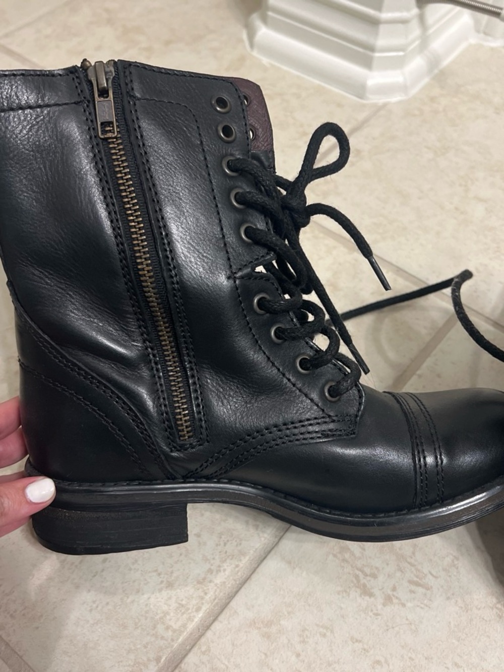 Steve Madden Black Lace-Up Combat Boots - Picture 3 of 4